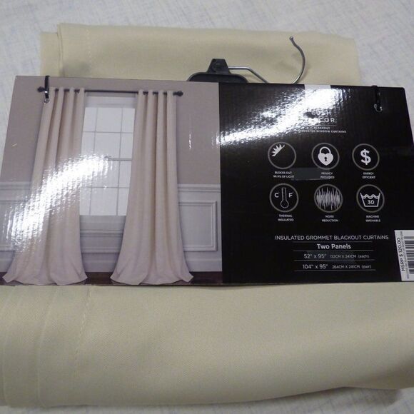 Lush Décor 52" x 95" Blackout Curtain Set Wheat - Picture 4 of 8